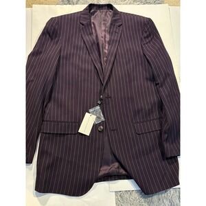 Alain Dupetit 42L Burgundy Pinstripe Blazer Jacket Mens 2 Button NWT